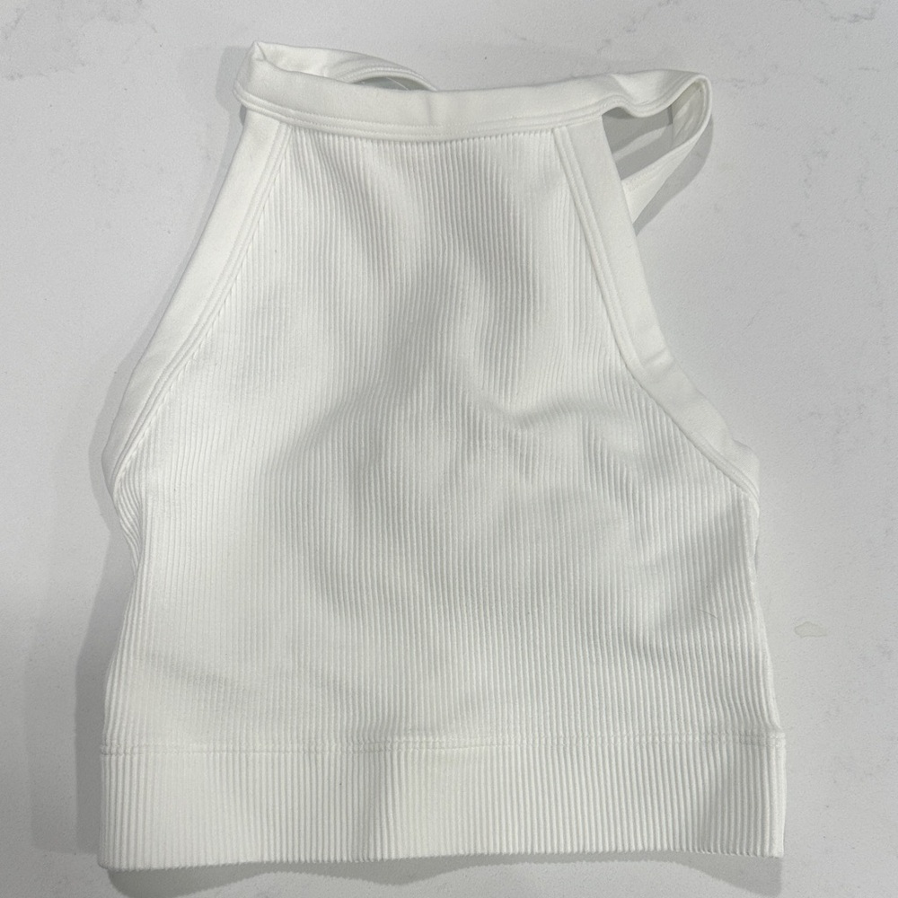 White Ribbed Crop Top
